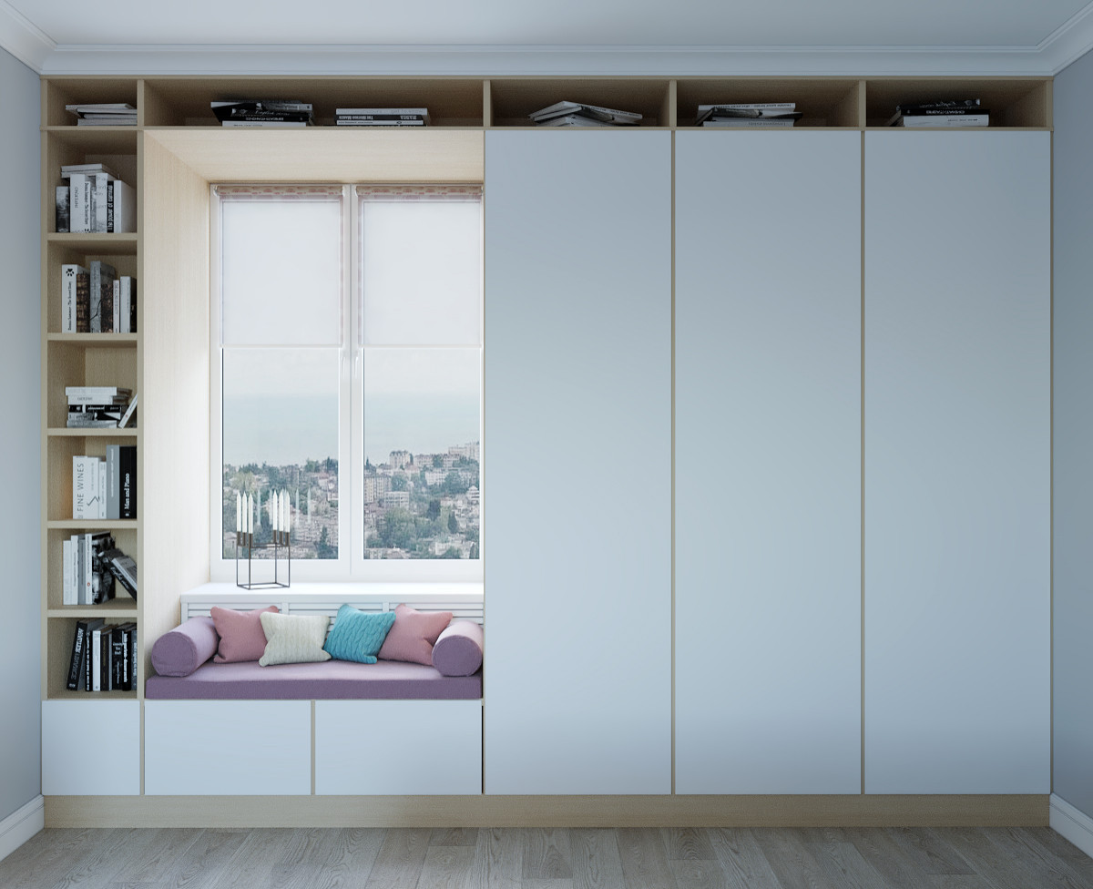Дизайн встроенного шкафа в спальне