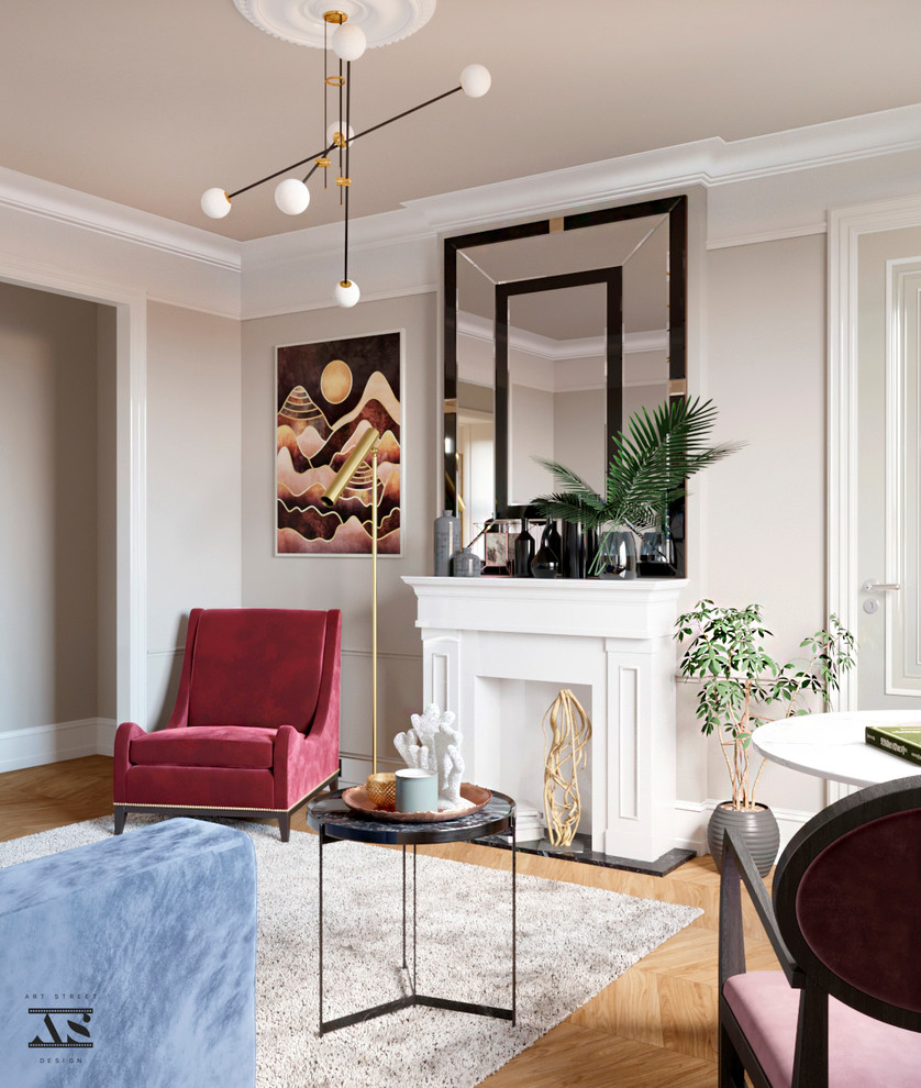 Интерьер гостиной комнаты в стиле современная классика