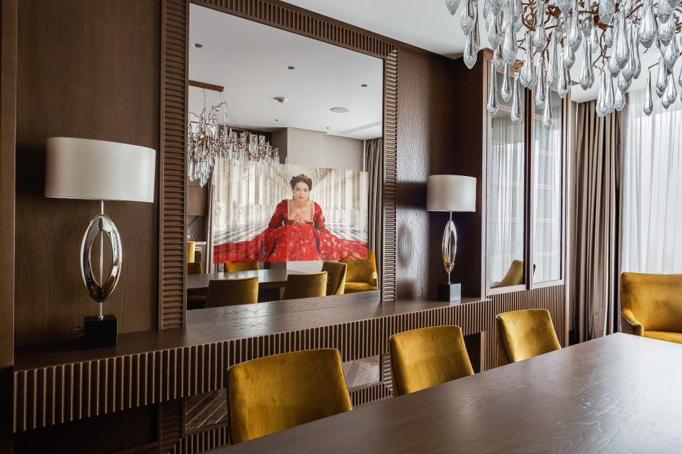 Зеркальный телевизор в кухне-столовой ЖК "Долина Сетунь"