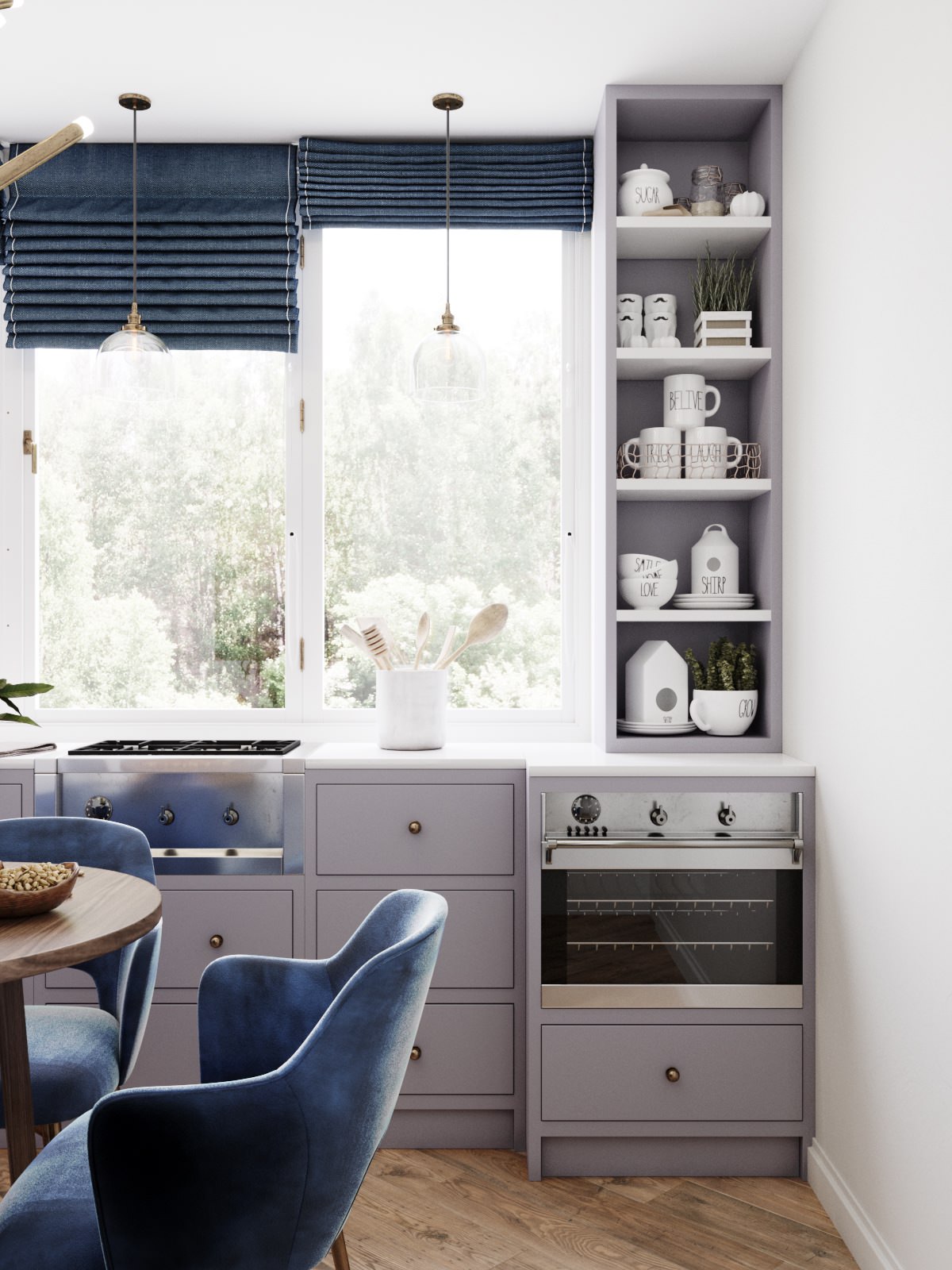 Обложка проекта: Красивая кухня в серо-лиловых тонах