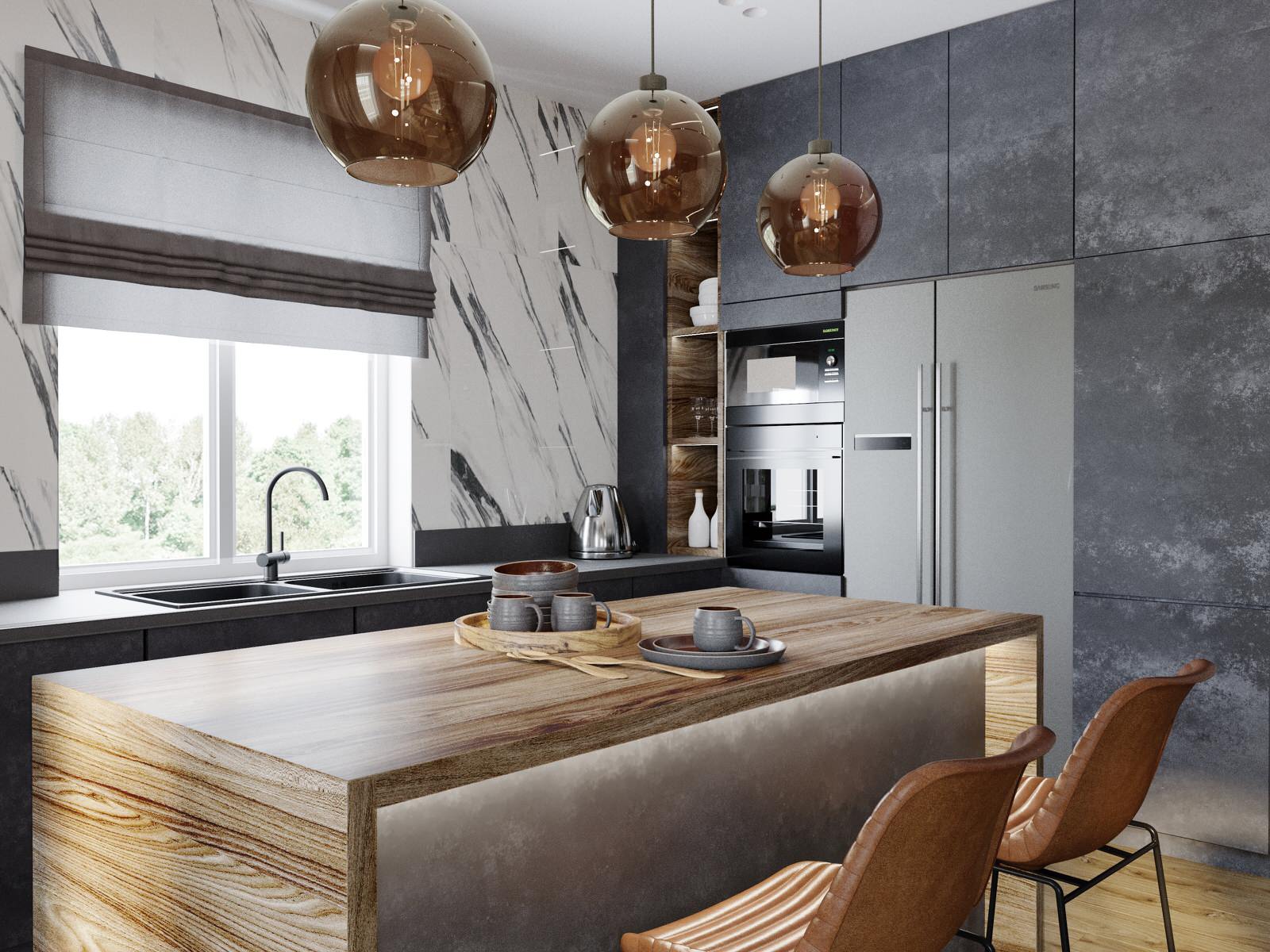 Обложка проекта: Кухня с островом в частном доме