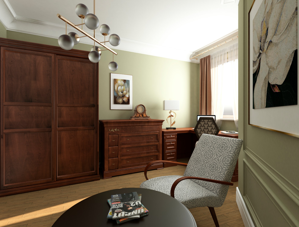 Сложное зонирование: спальня+кабинет+коридор. Обновление лоджии и детской.