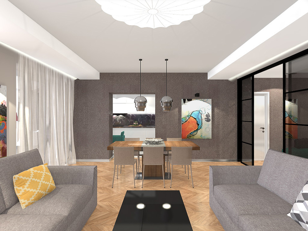 Дизайн-проект квартиры в современном стиле в серо-синих оттенках