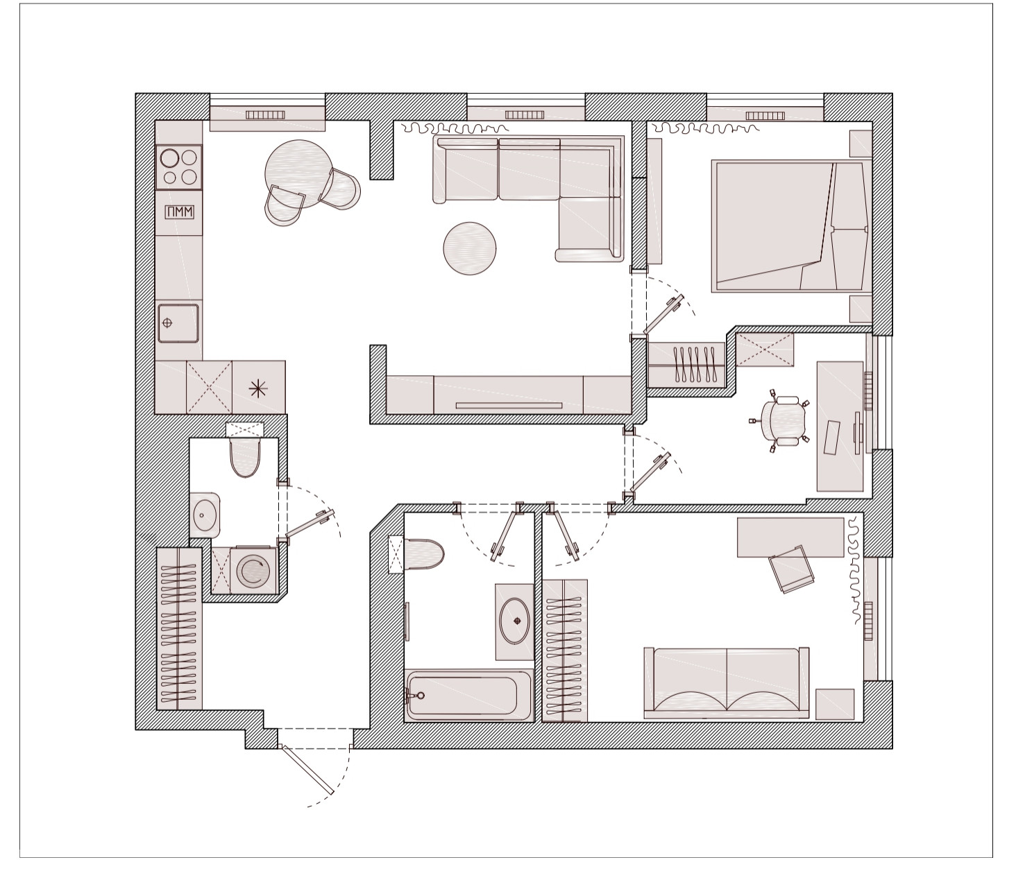 Поиск планировки: 70 кв.м двушка с прицелом на трешку — 4 плана