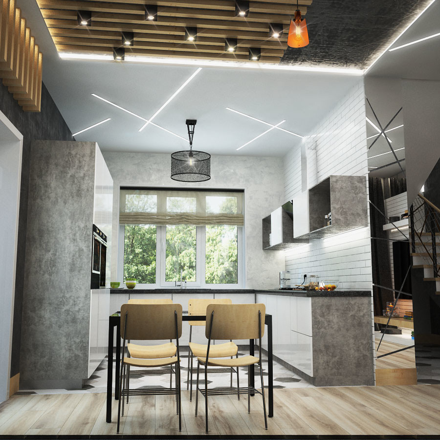 Дом в стиле лофт, хай-тек