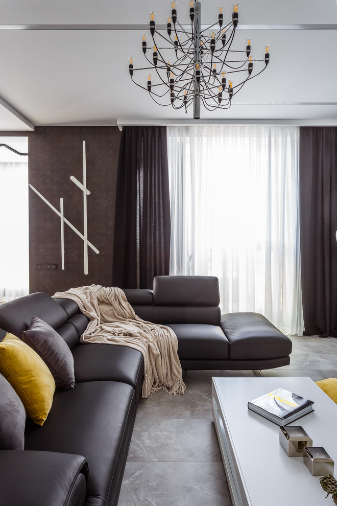 Фото гостиной реализованного проекта квартиры ЖК "Адмирал".