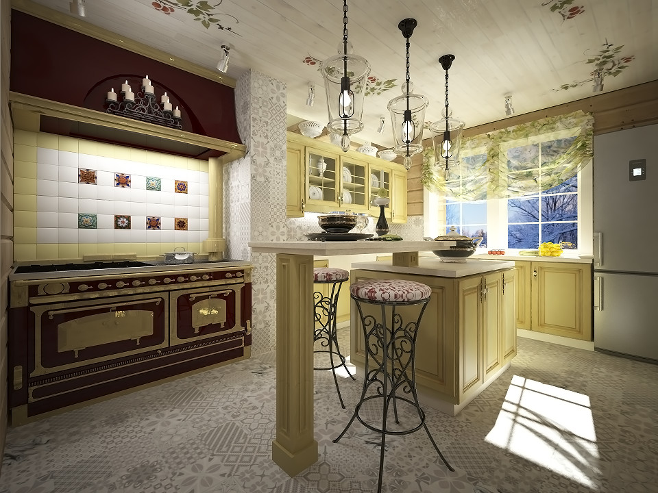 Дом в стиле прованс с акцентами русского стиля