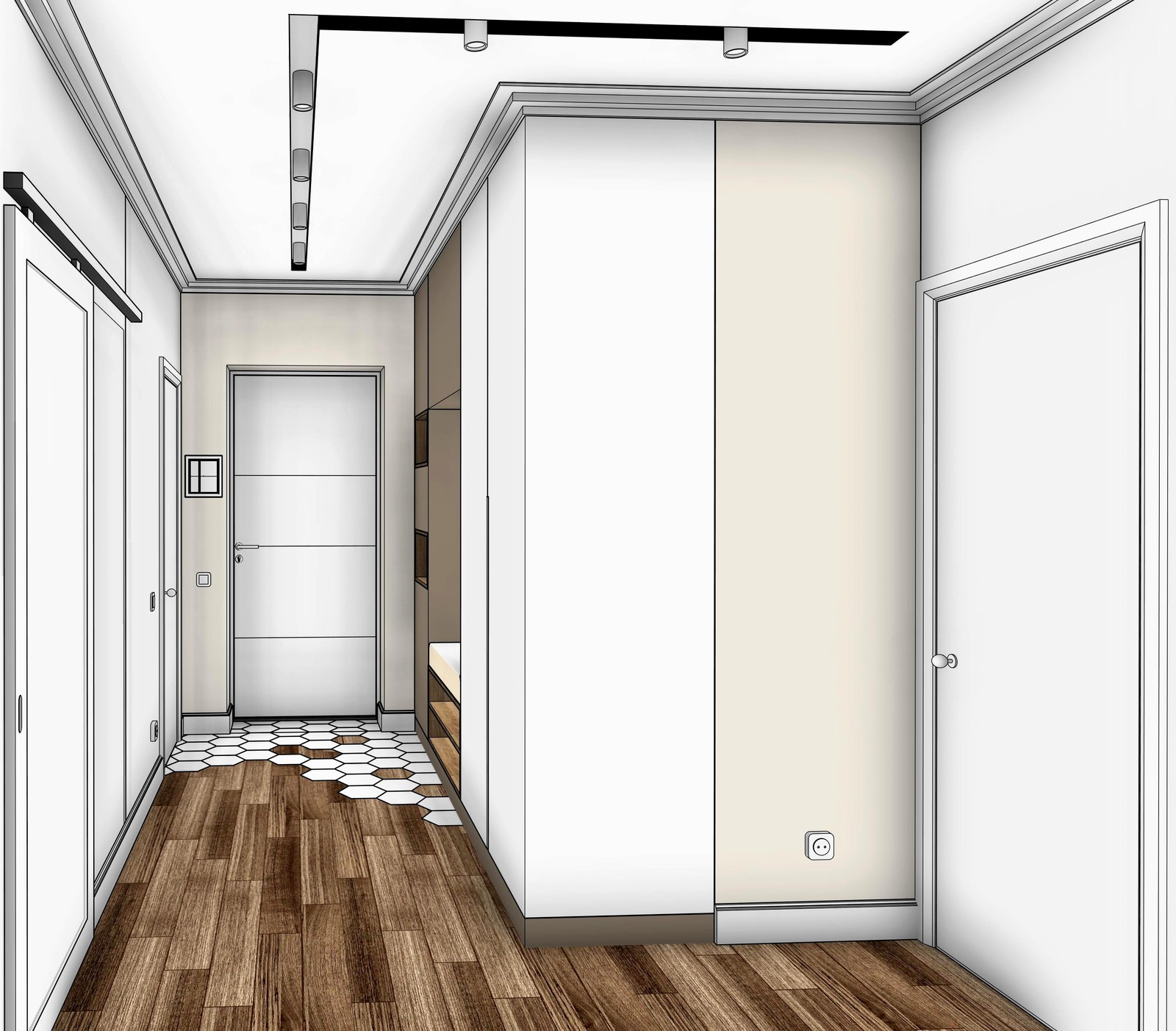 Квартира в новостройке для молодой семьи (графичная подача проекта)