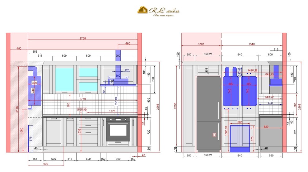 Кухня, заказчик Надежда ЖК "Благодатный" апартаменты №109