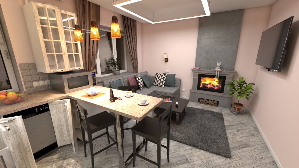 Обложка проекта: Кухня-гостинная таунхауса