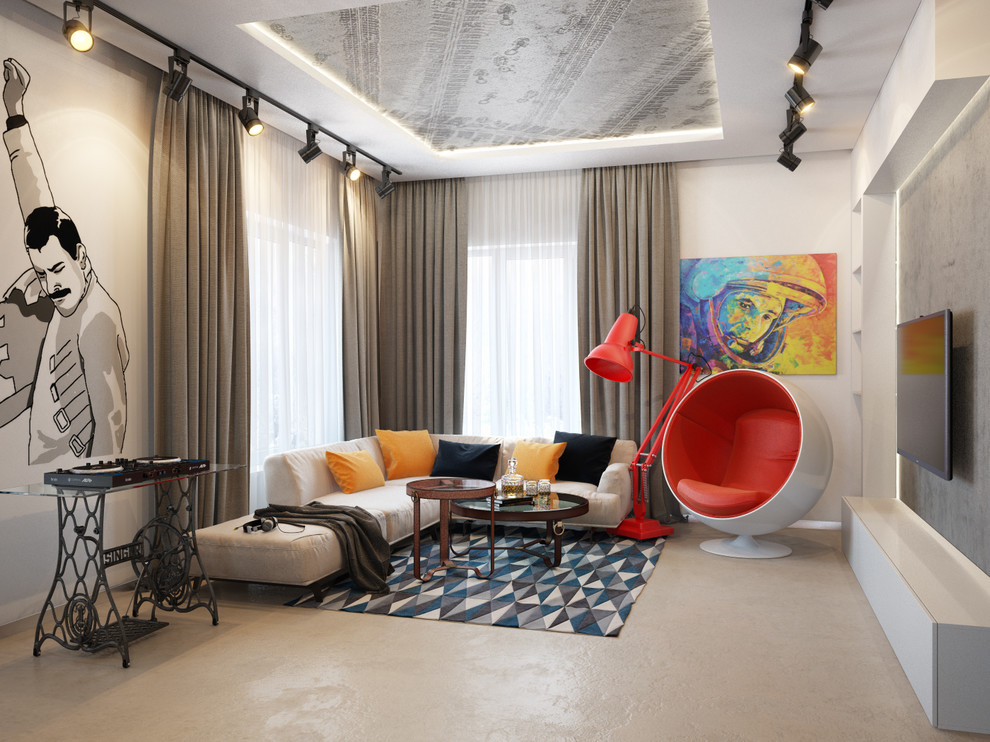 Обложка проекта: Проект гостиной - столовой в коттедже