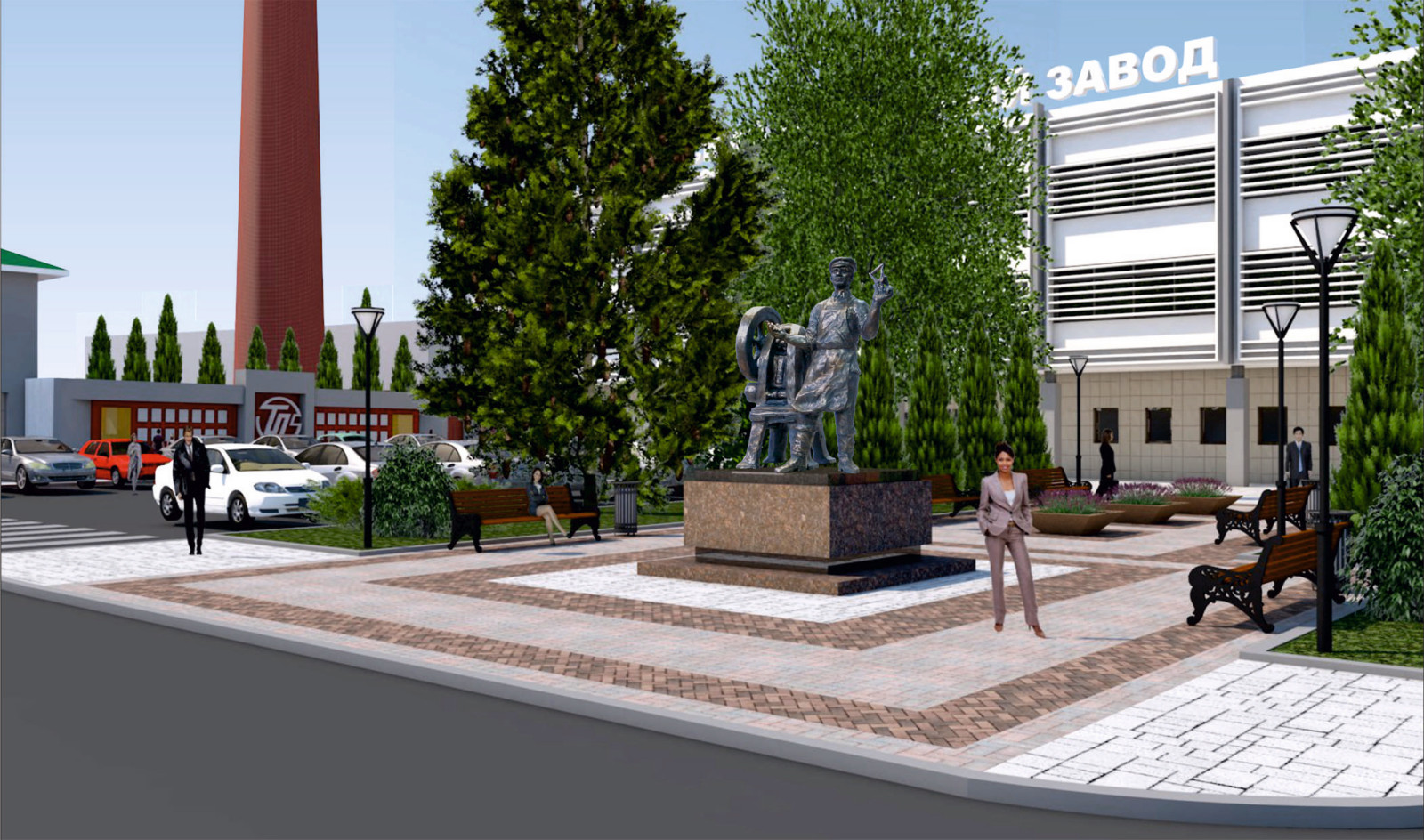 Благоустройство, постамент памятника