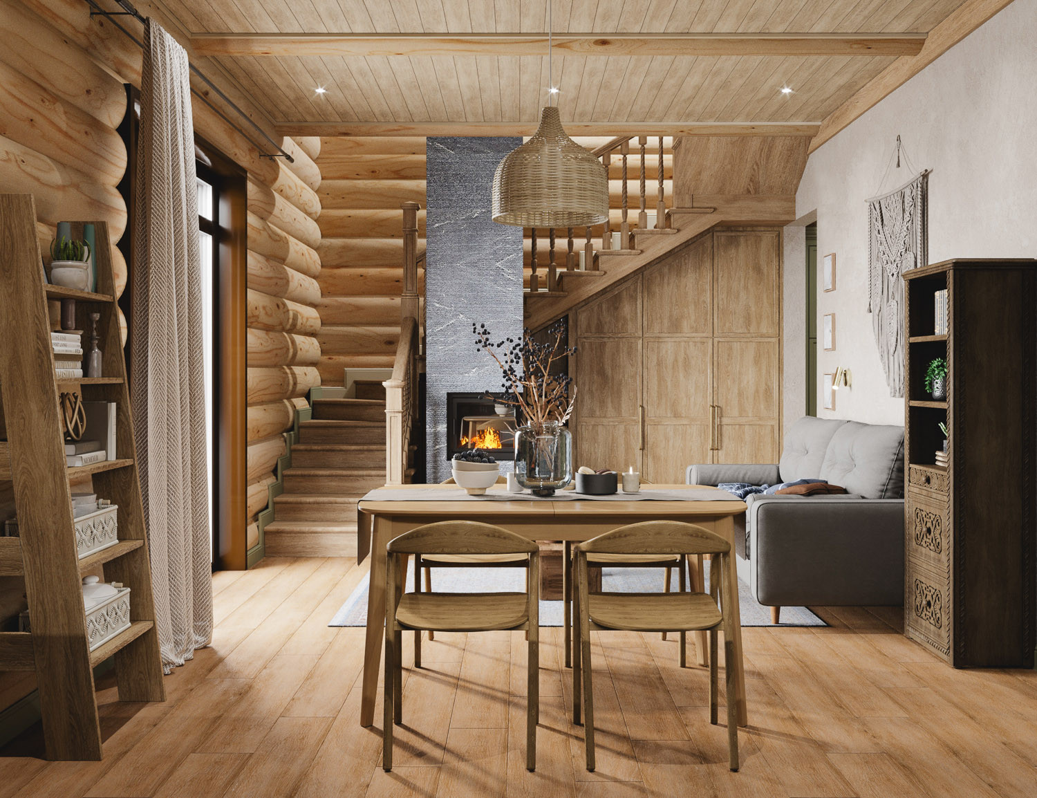 Интерьер деревянного загородного дома в Нижних Сергах