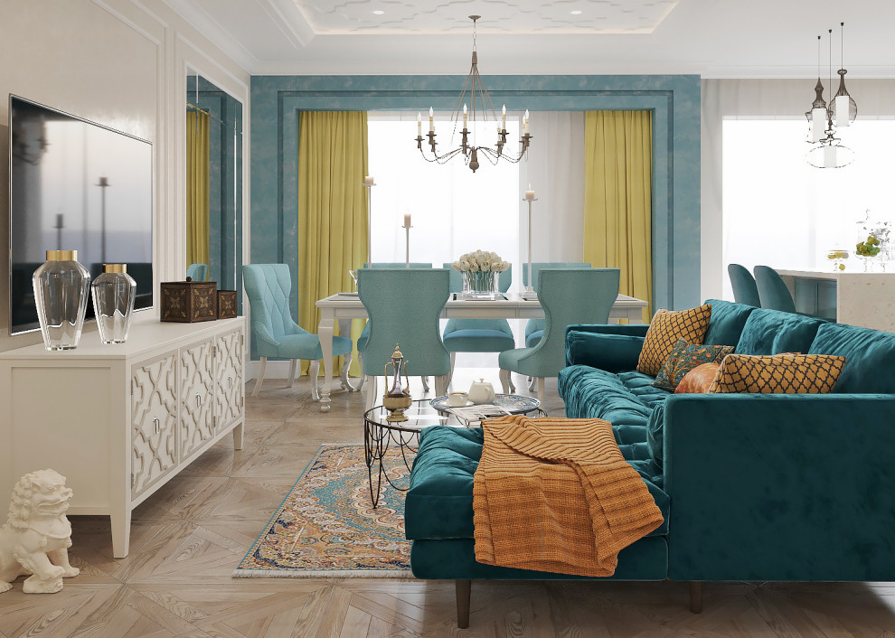 Обложка проекта: Гостиная с кухней-столовой. г. Челябинске.