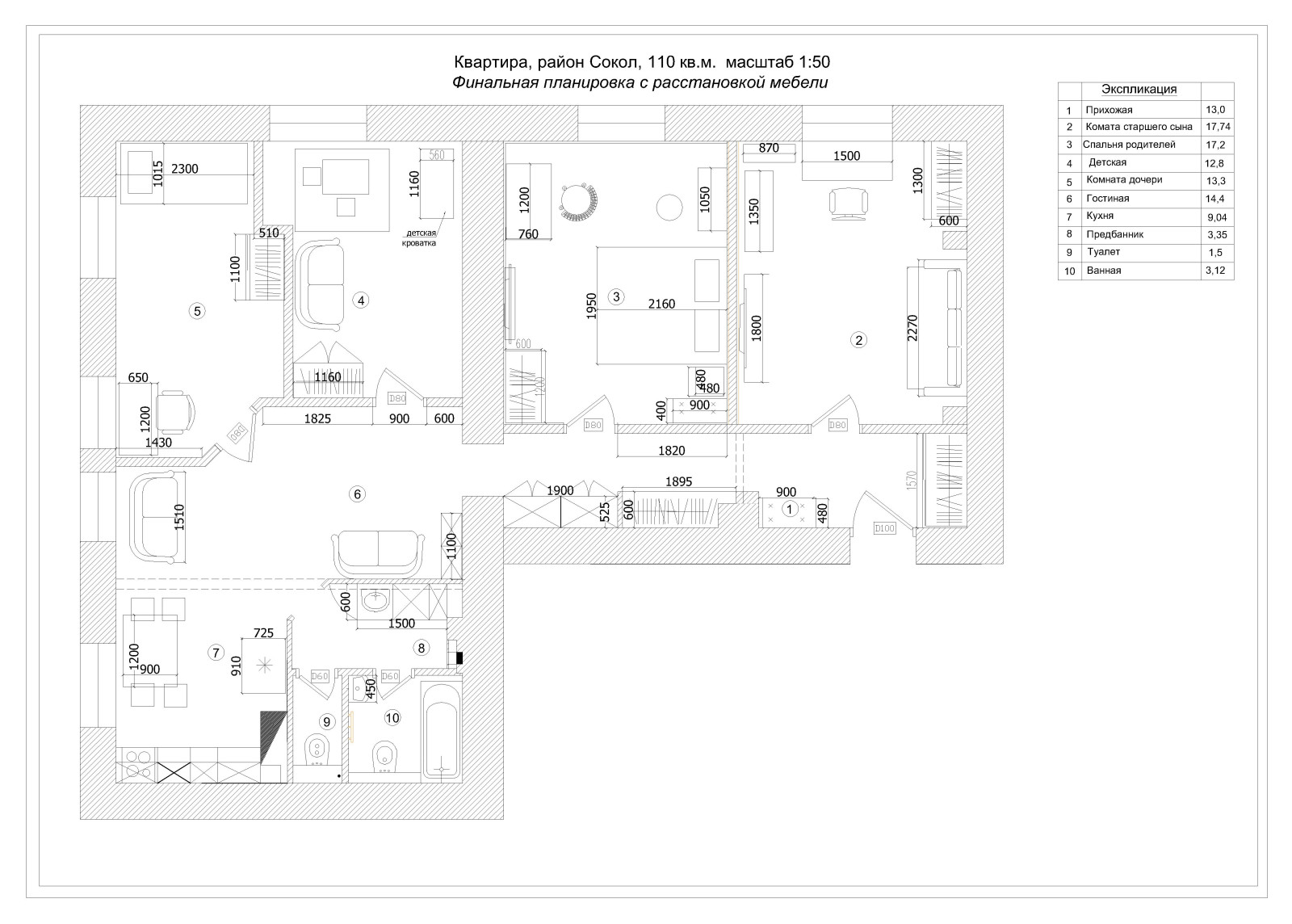 Квартира в сталинке на Соколе для большой семьи