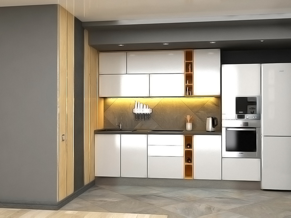 Дизайн-проект квартиры студии зона кухни