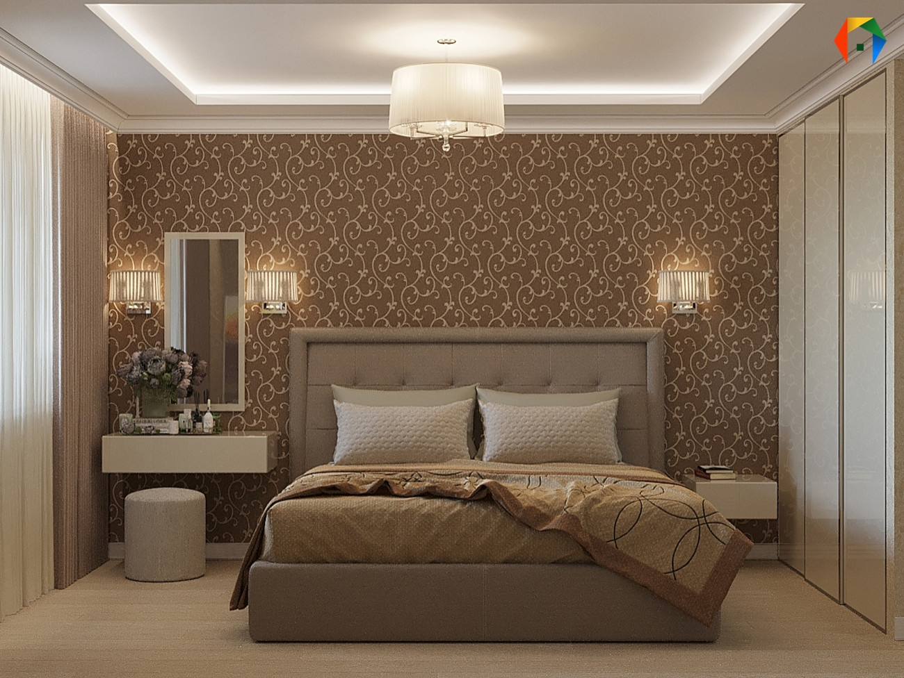 Дизайн трешки в песочных тонах