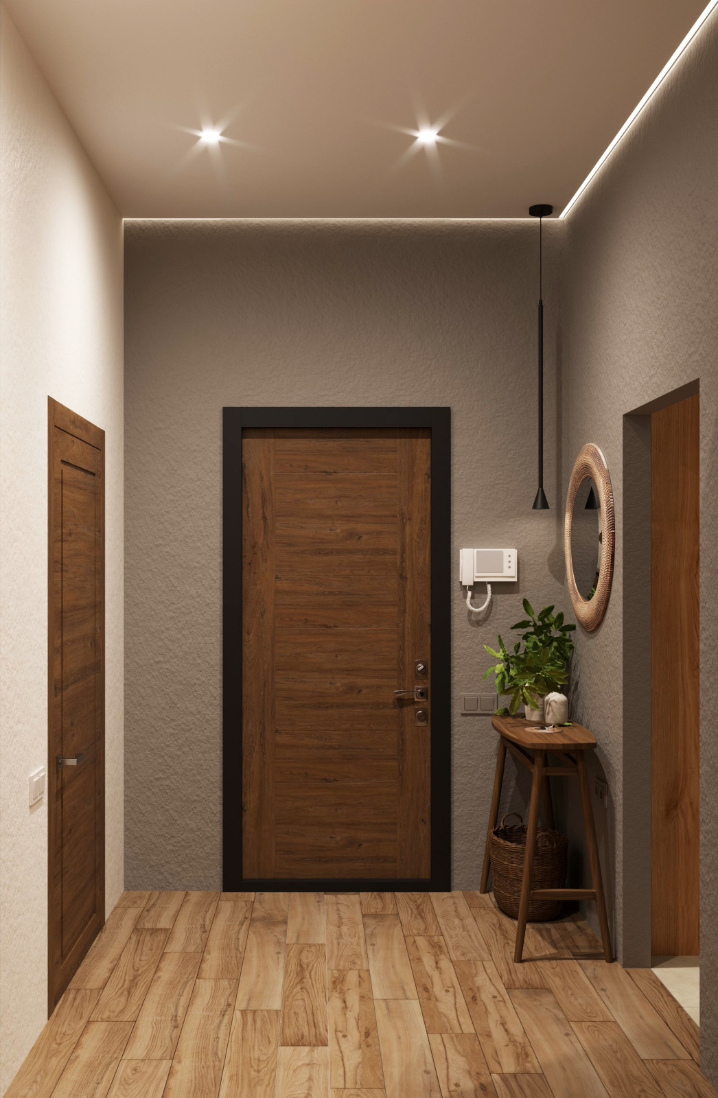 Прихожая в стиле ваби-саби из дизайн-проекта в ЖК 8Клёнов, Москва