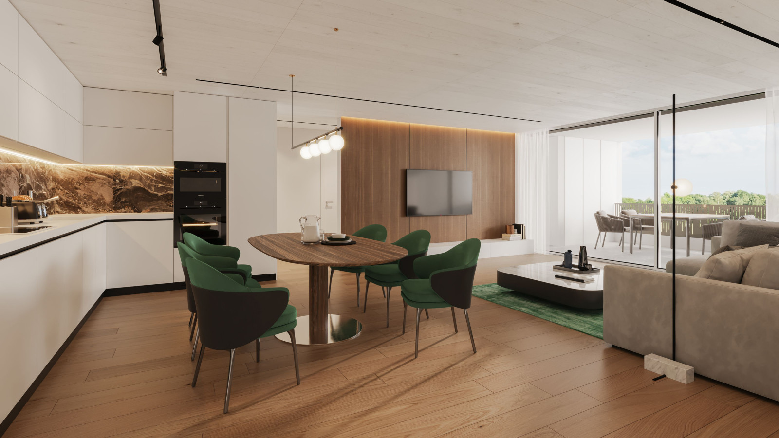 Visualisierungsoptionen für die Küche und Wohnzimmer