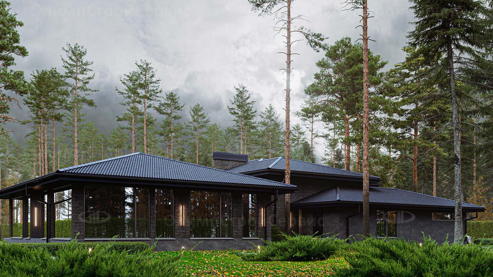 Одноэтажный дом с патио в современном стиле «Девайн»