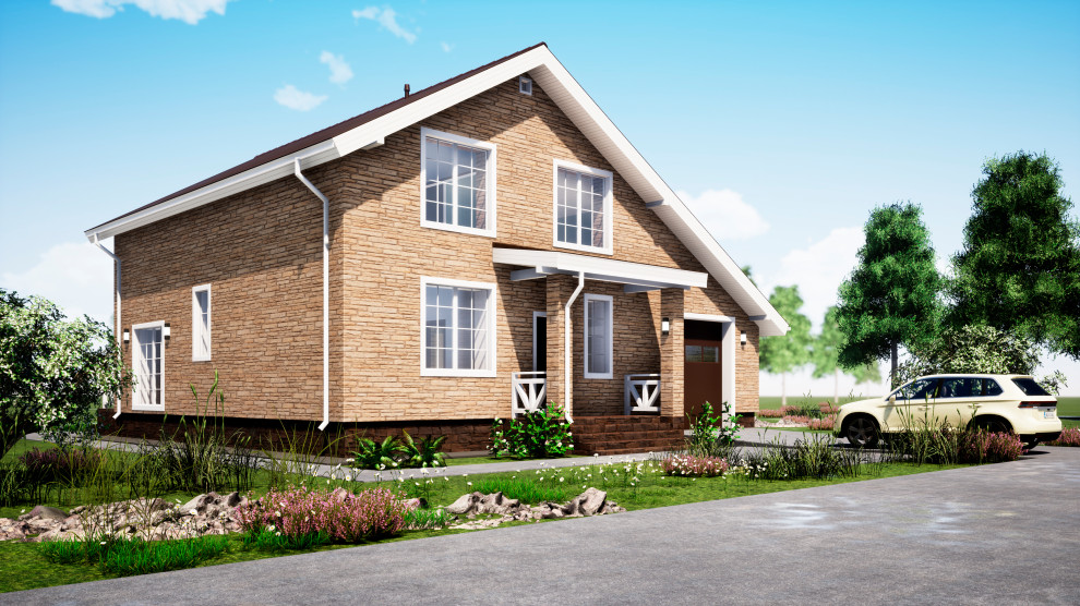 Двухэтажный дом с баней и гаражом 213м2 П-0208