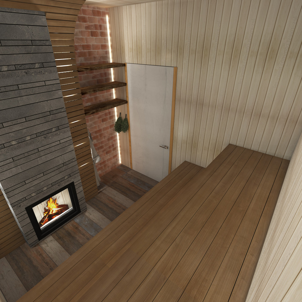 Интерьеры двухэтажной бани. Парная