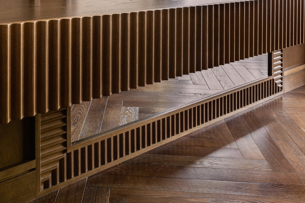 Зеркальный телевизор в кухне-столовой ЖК "Долина Сетунь"