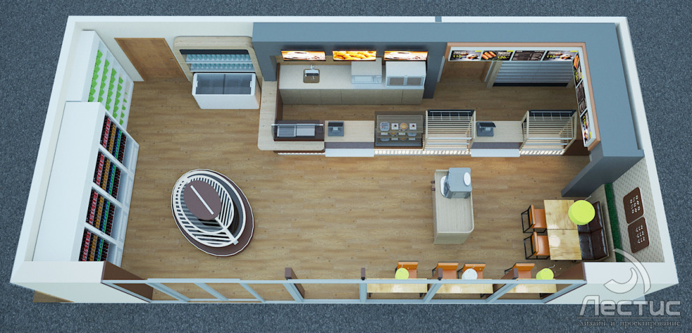 Дизайн интерьера  магазина заправочной станции сети РосНефть