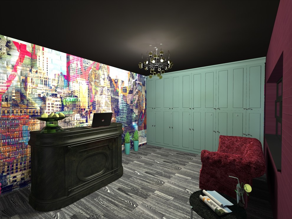 Бильярдный клуб в стиле эклектика с элементами поп-арта и индустриального стиля