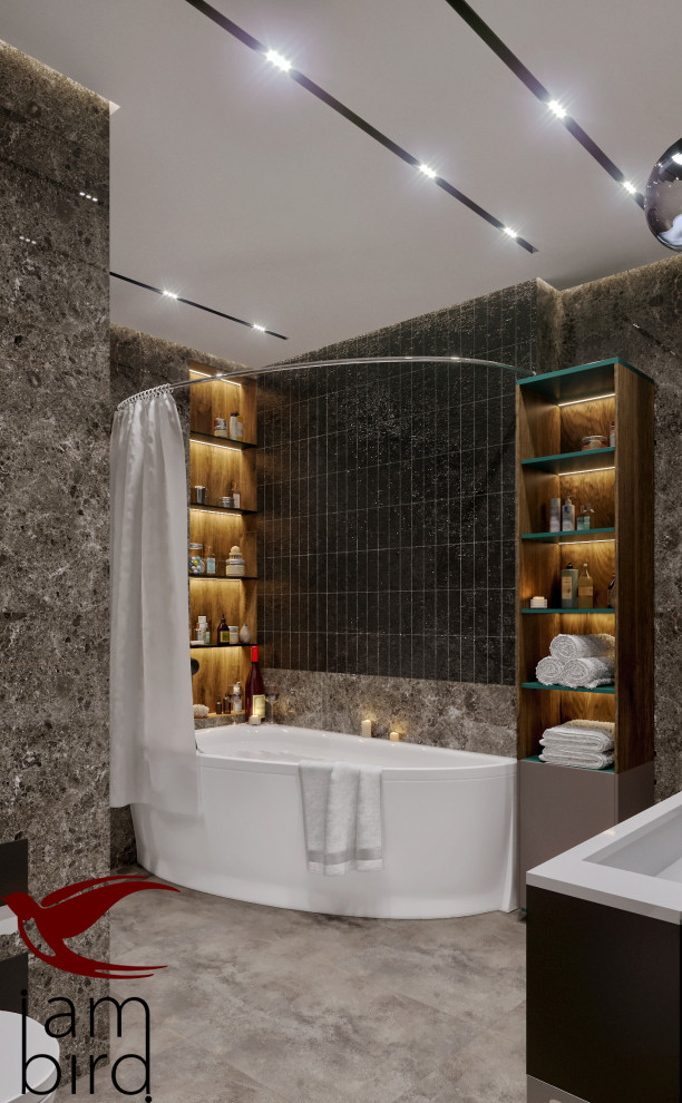 Натуральные оттенки в интерьере квартиры в ЖК "Лефорт" 130 кв.м