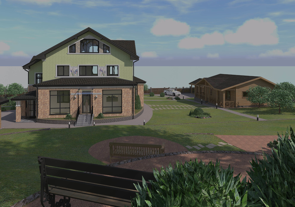 Загородный дом с ландшафтом