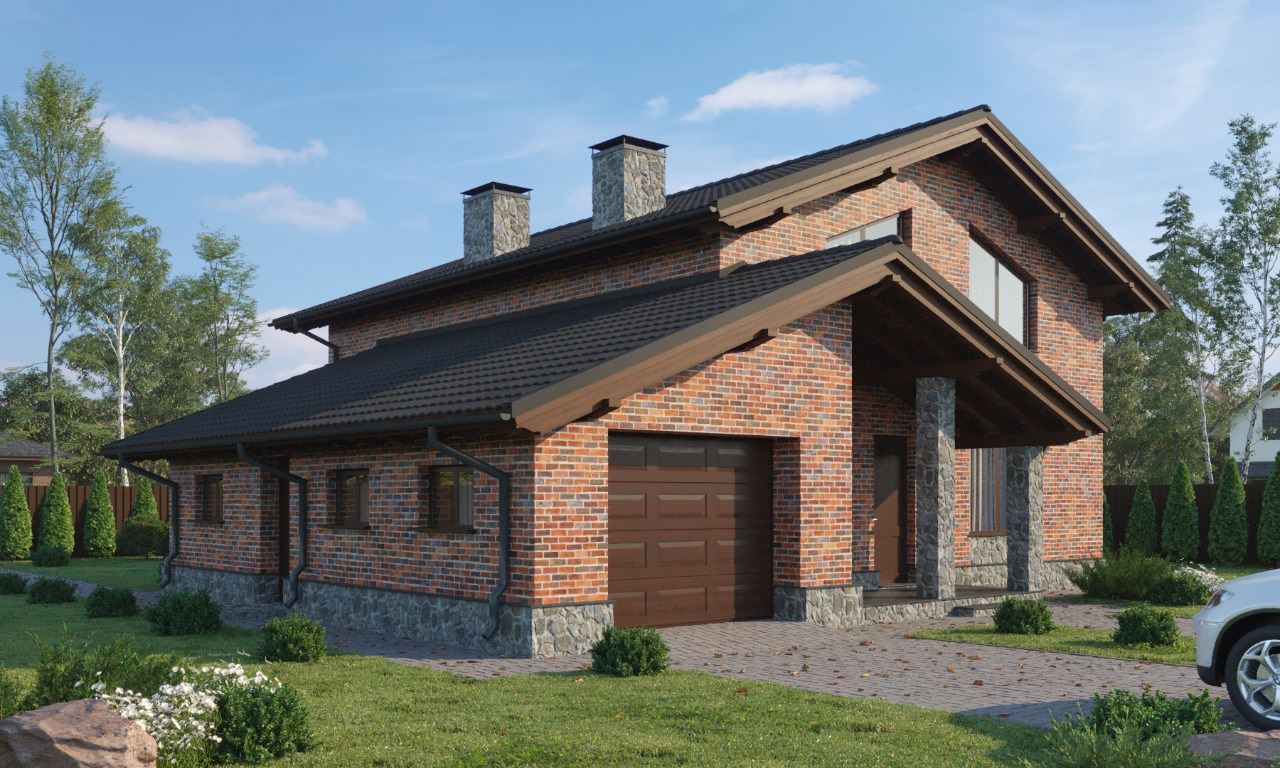 Шале с фасадами из кирпича