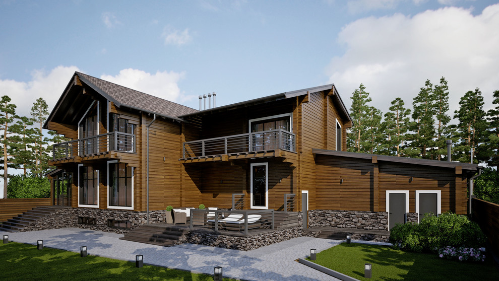 Проект дома из клееного бруса WOOD RESIDENCE 400 м^2