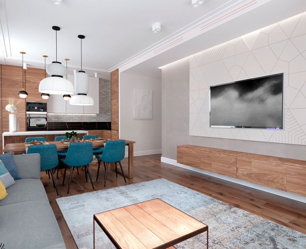 Гостиная-кухня в ЖК "Небо"