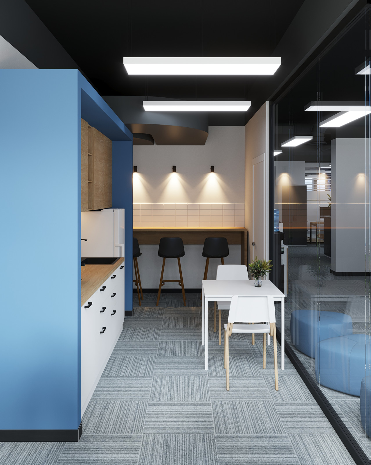 Интерьер офиса компании "ВЕЗА" в бизнес-центре Neboplaza в г. Екатеринбурге