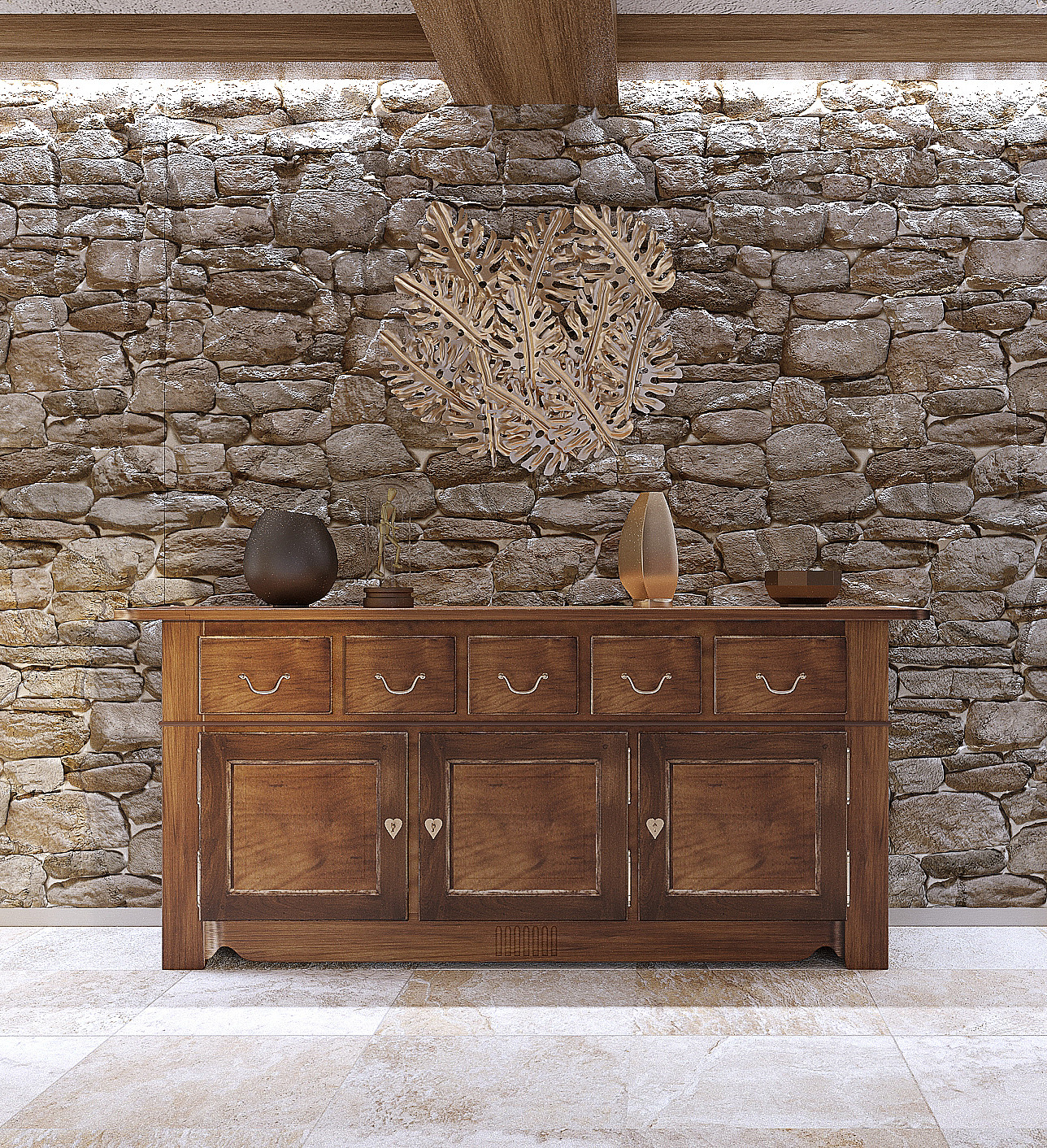 Проект интерьера террасы с камином