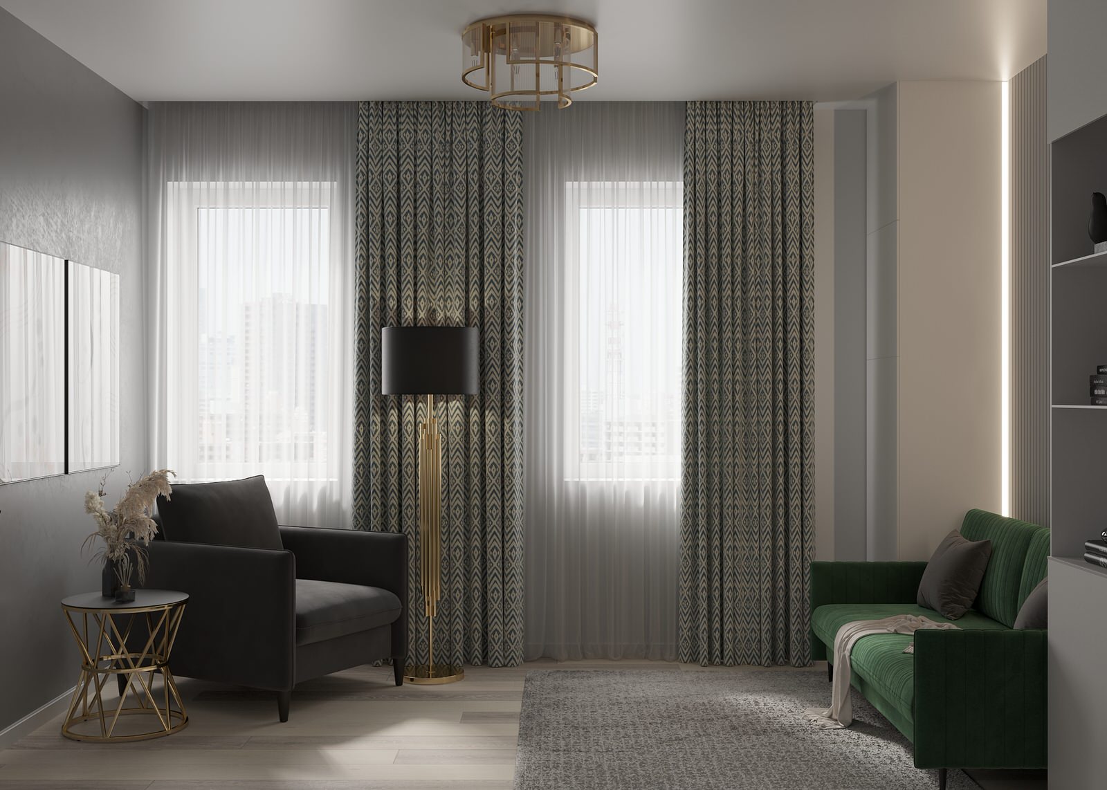 Гостевая комната в современном стиле с элементами арт-деко