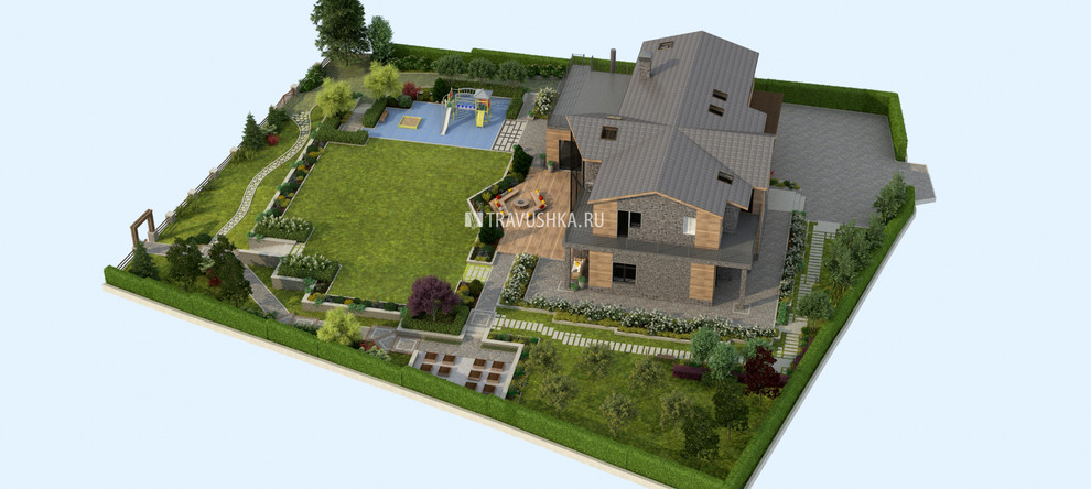 Дизайн-проект участка 20 соток, в 3D