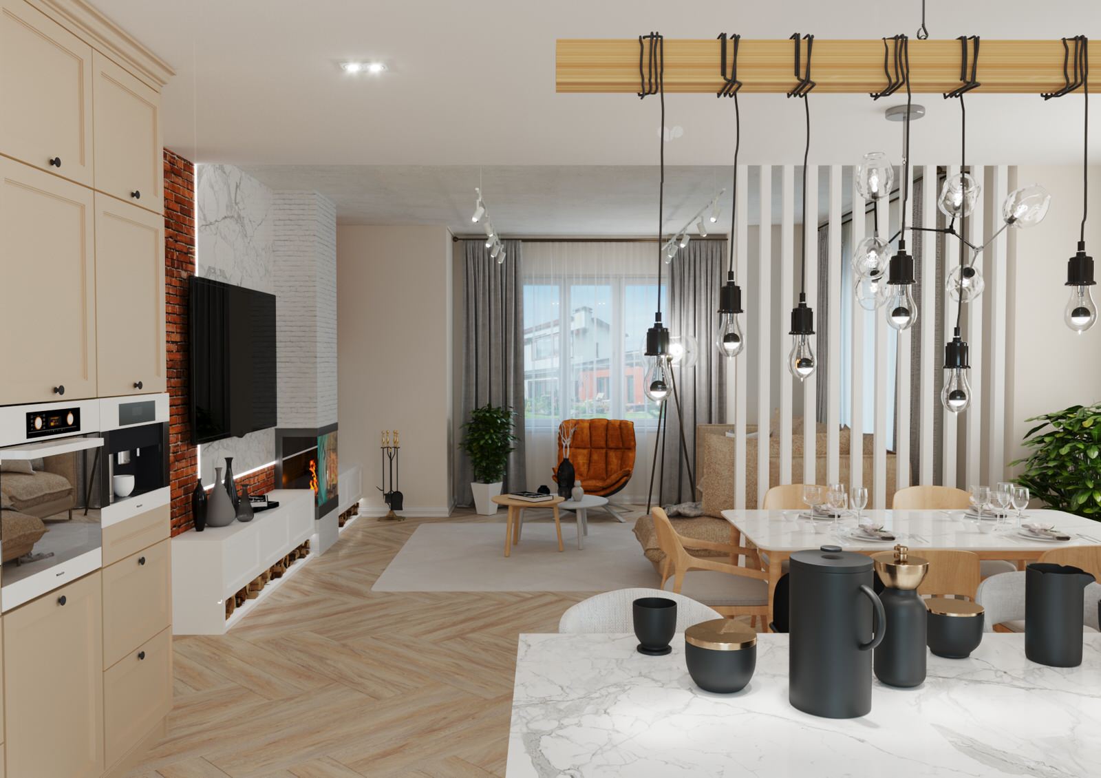 Кухня-гостиная в загородном доме