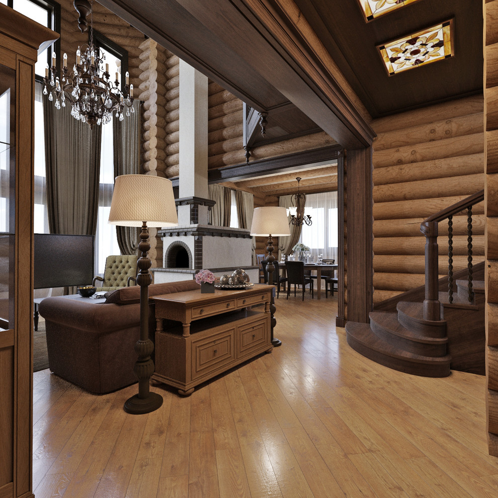 Обложка проекта: Интерьер загородного деревянного дома