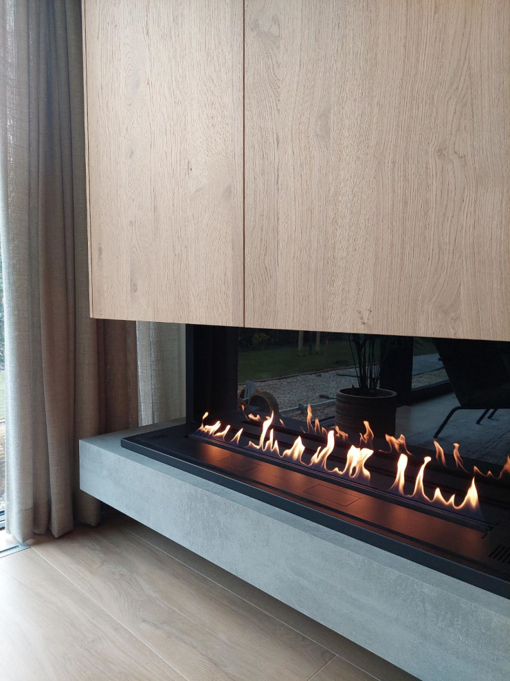 Обложка проекта: Биокамин встроенный в мебельный гарнитур под тв зоной