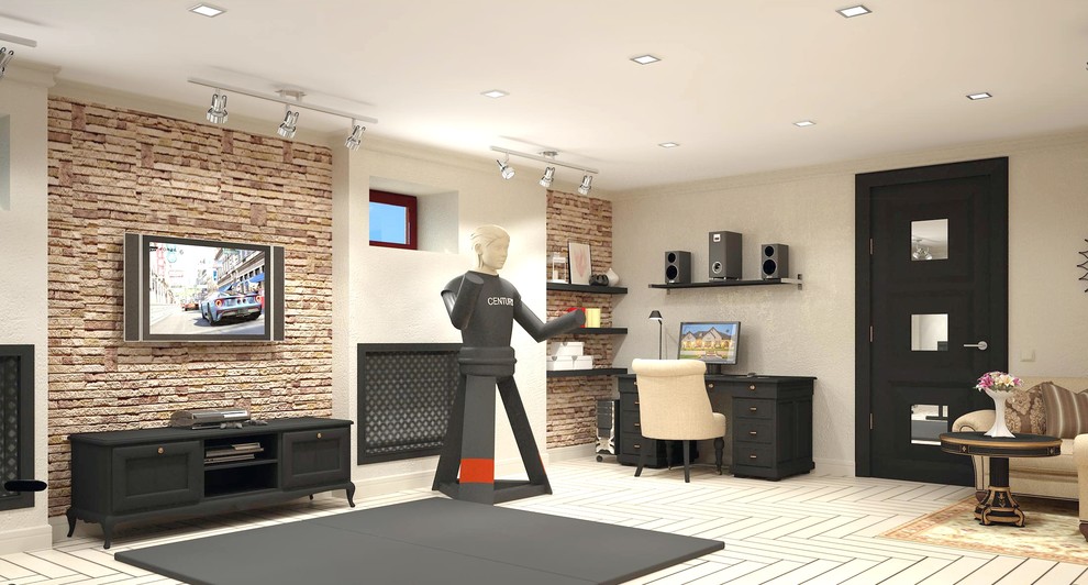 Тренажерный зал с рабочей зоной и зоной отдыха