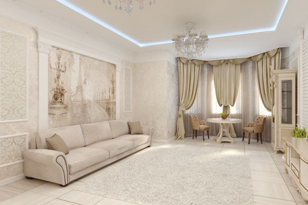 Светлая гостиная классика