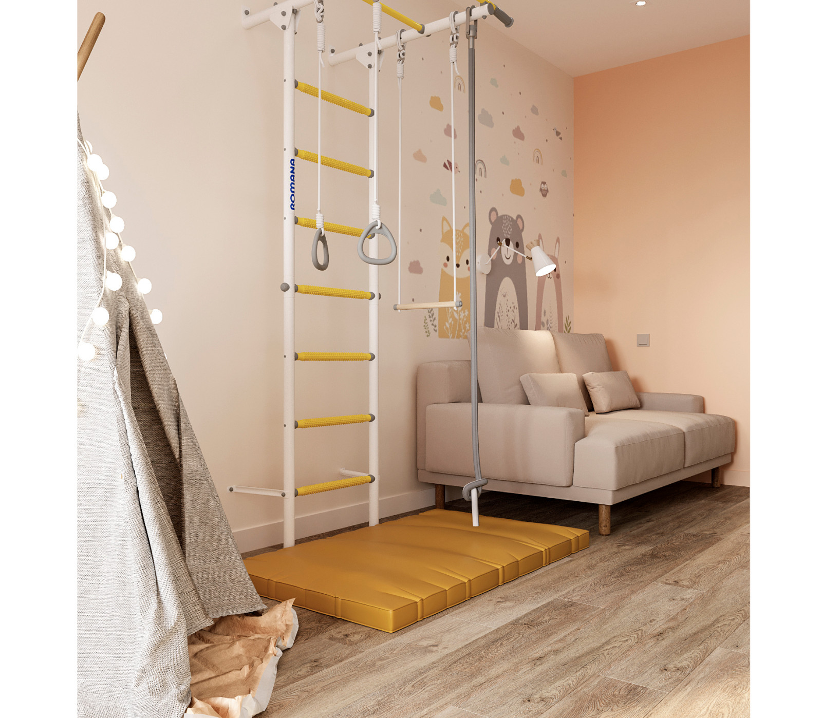 Четырех-комнатная квартира в светлых тонах.