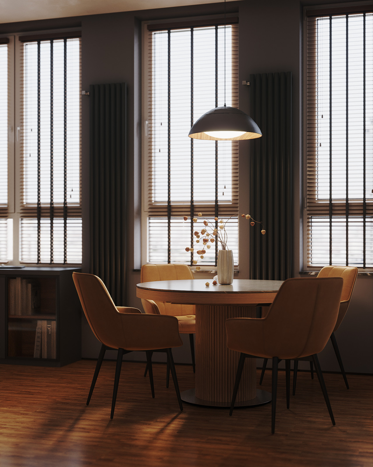 Минималистичная квартира в темных тонах.