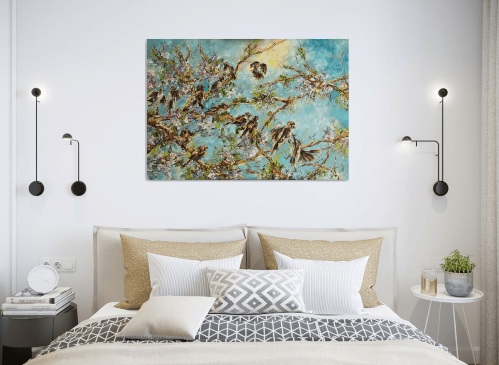 Спальня - Дизайн интерьера - Картины художницы Дианы Маливани (1)