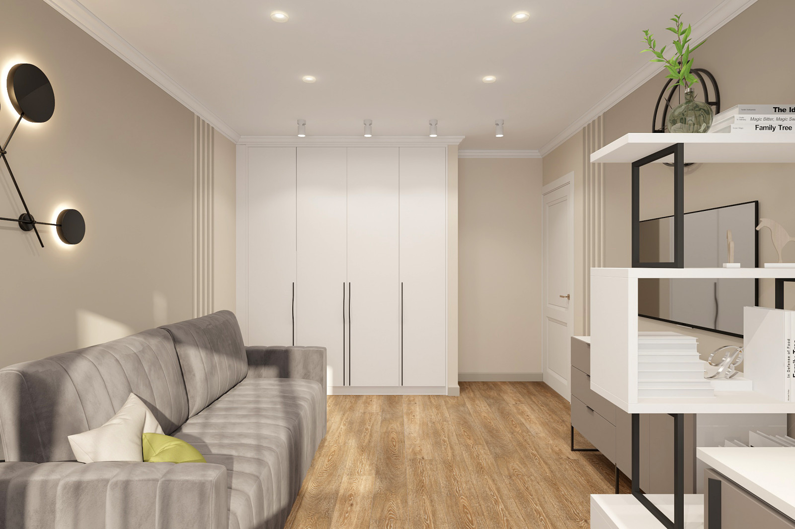 Двухкомнатная квартира 56 кв. м. в стиле неоклассика, в доме серии П-44Т