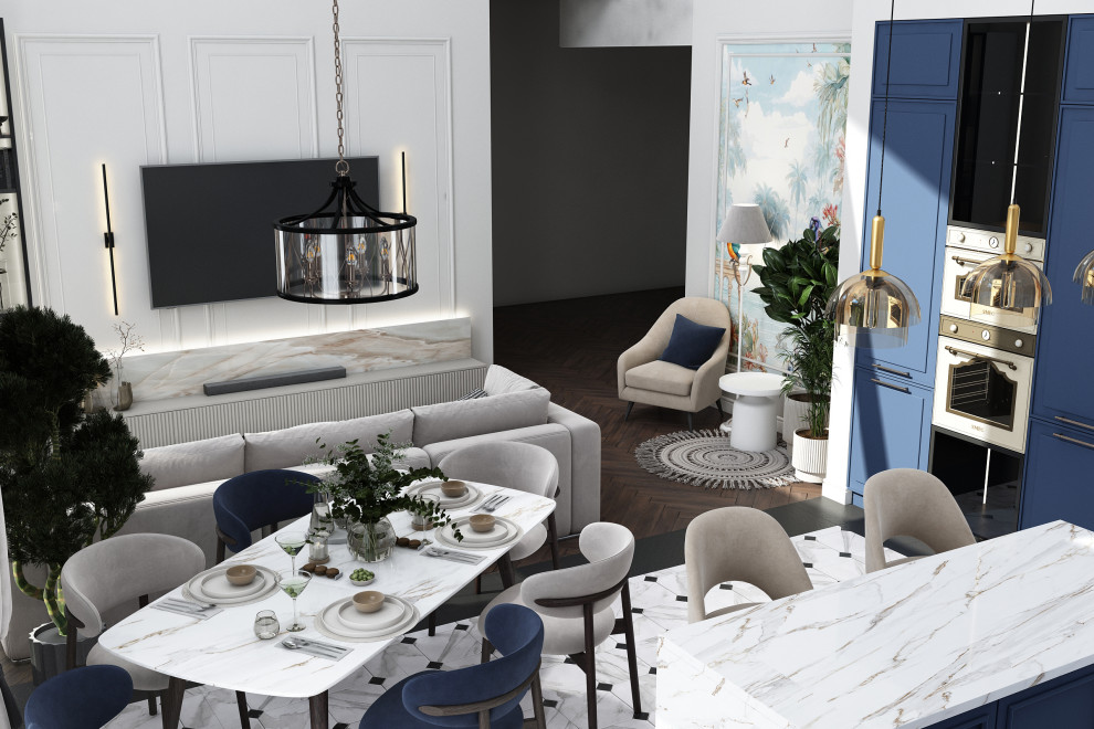 Кухня-гостиная в коттедже 2