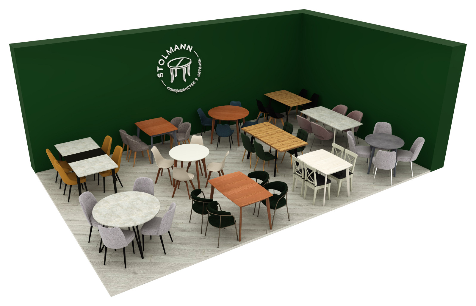 Визуализация столов в интерьере для мебельной фабрики "Маннгрупп"