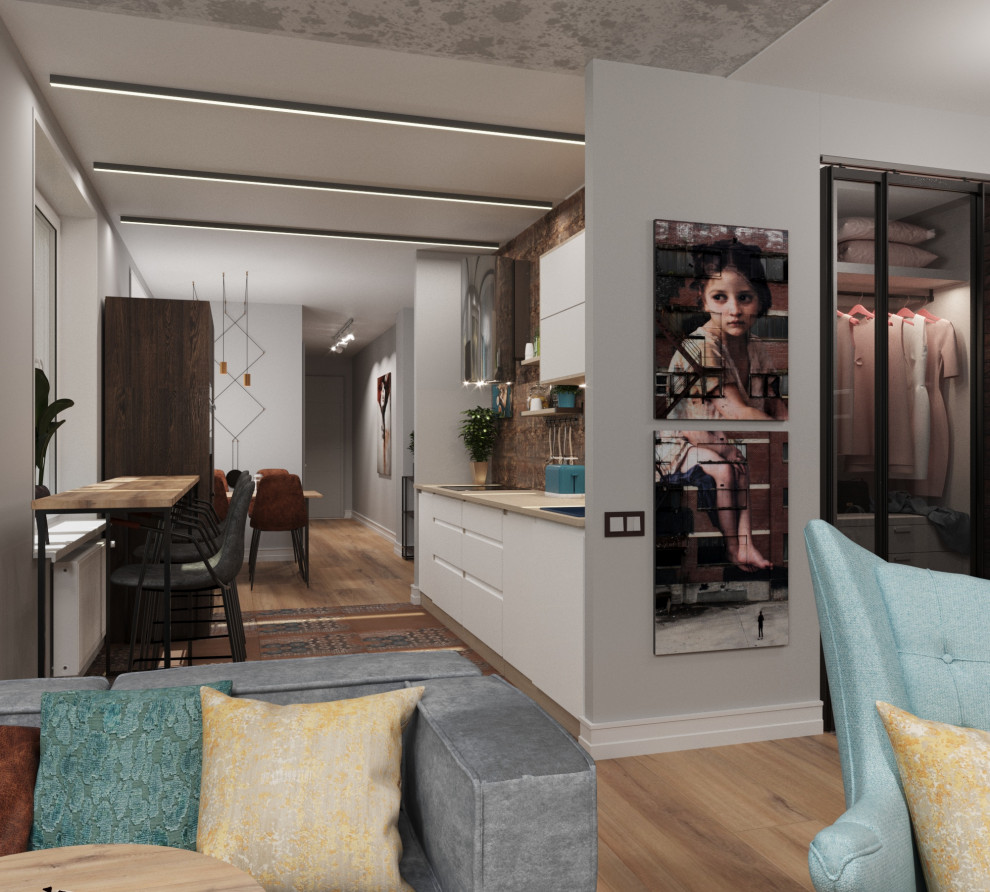 Кухня-гостиная в стиле лофт